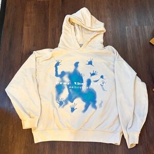 Aelfric Eden “Pray the Lord” gray cream  Hoodie cotton sweatshirt women sz L EUC